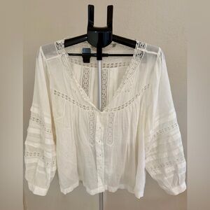 Doen White Lace Detail Blouse